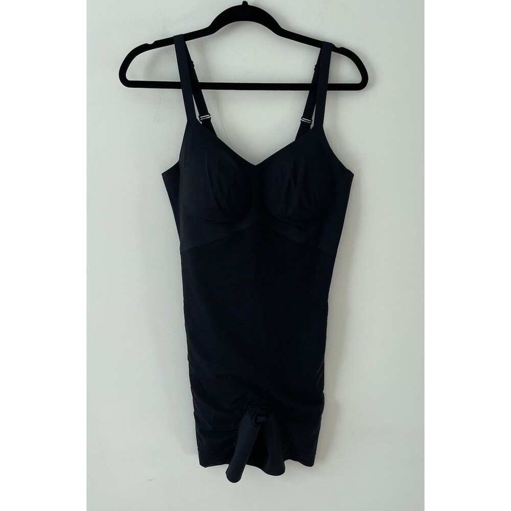 HoneyLove Shapewear Womens XL Superpower Mid Thigh Bodysuit Shapewear Black New